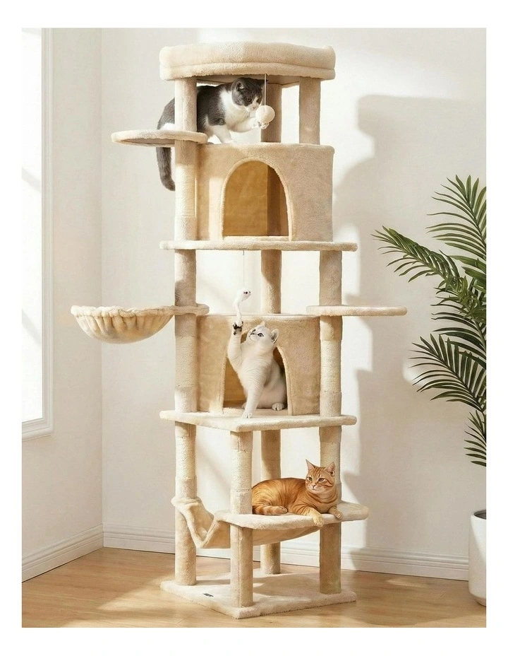 Scratching Tower Large Cat Tree House 167cm in Beige image 3
