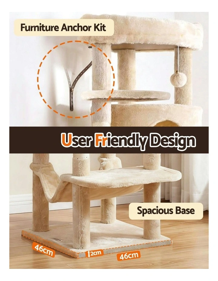 Scratching Tower Large Cat Tree House 167cm in Beige image 6