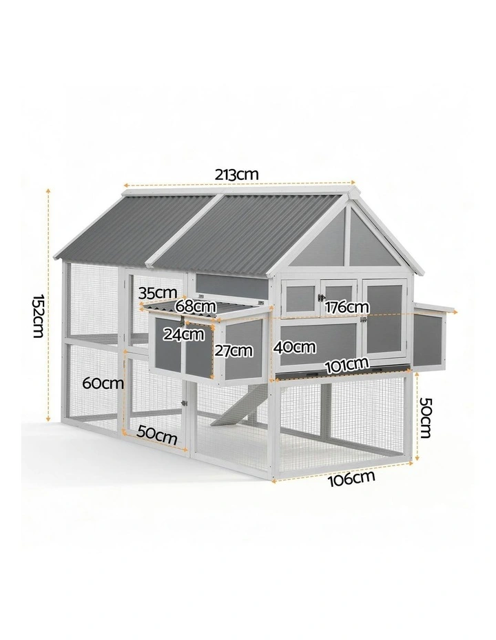 Chicken Coop Large Outdoor House in Grey White image 4