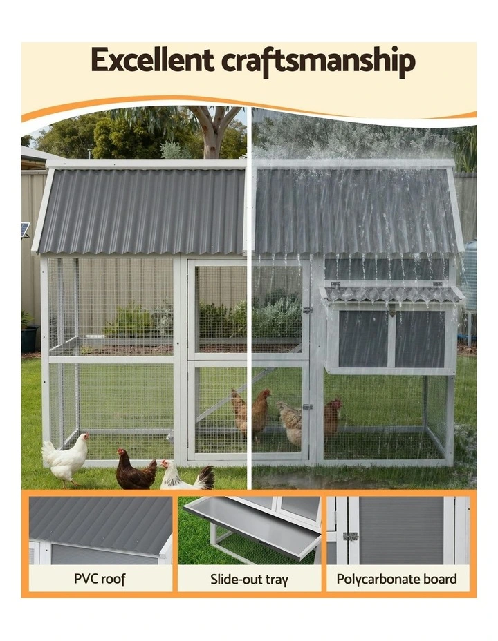 Chicken Coop Large Outdoor House in Grey White image 6