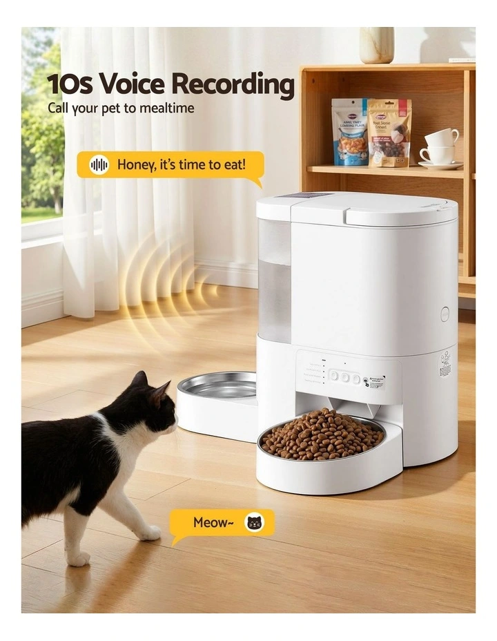 Automatic Pet Feeder Water Dispenser 4L in White image 6