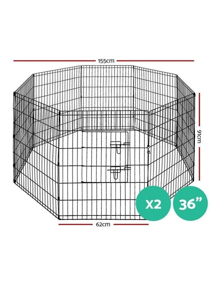 8 Panel Dog Playpen 2x36" in Black image 2