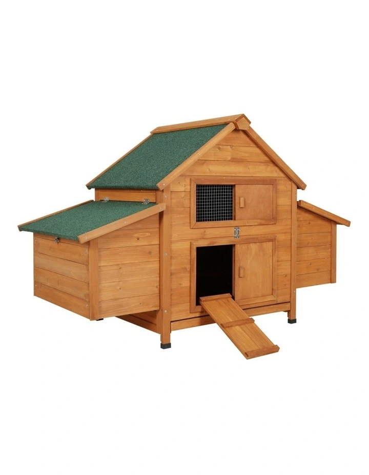 Chicken Coop Rabbit Hutch 150cm x 68cm x 96cm in Brown image 1