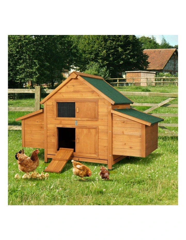 Chicken Coop Rabbit Hutch 150cm x 68cm x 96cm in Brown image 3