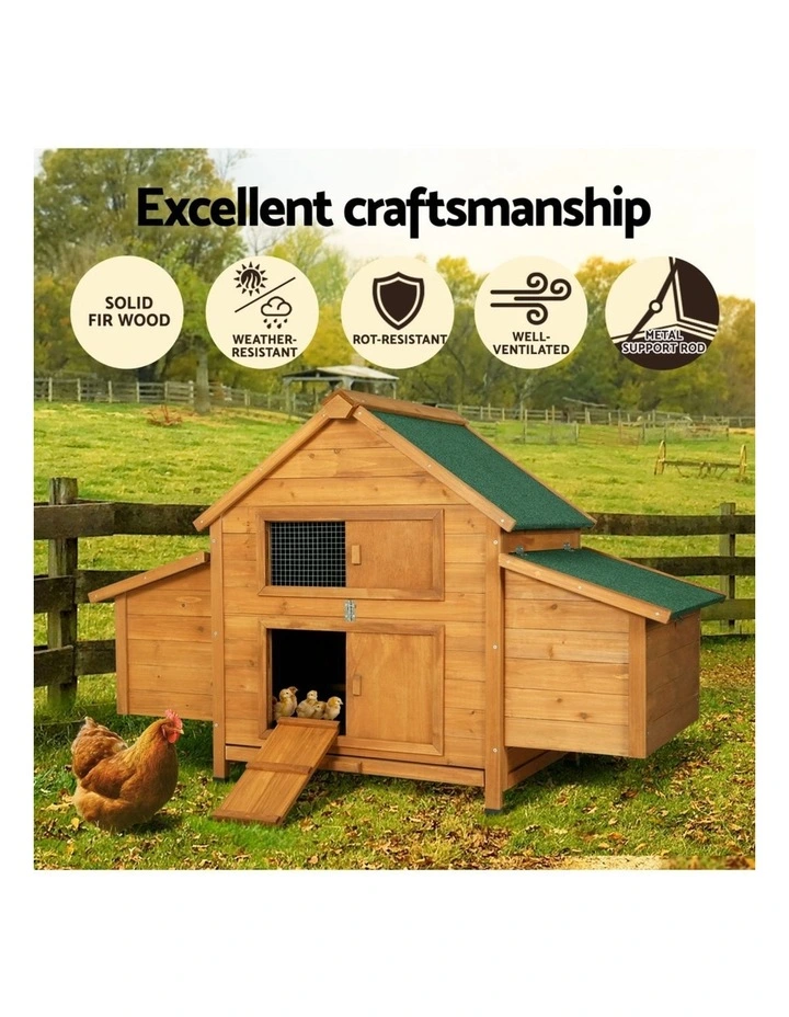 Chicken Coop Rabbit Hutch 150cm x 68cm x 96cm in Brown image 6