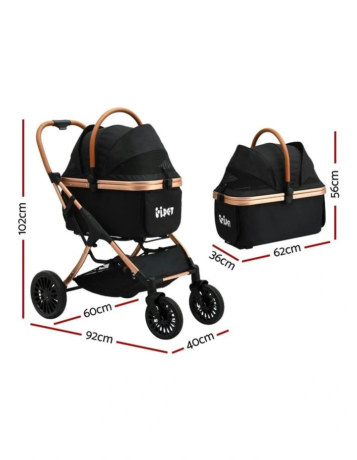 4 Wheels Pet Stroller in Black image 3