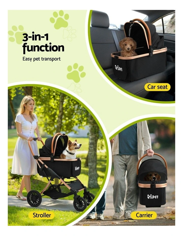 4 Wheels Pet Stroller in Black image 4