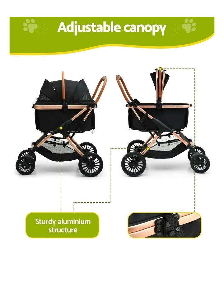 4 Wheels Pet Stroller in Black image 6