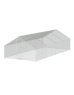 Chicken Coop Cage 3x8x2m in Silver
