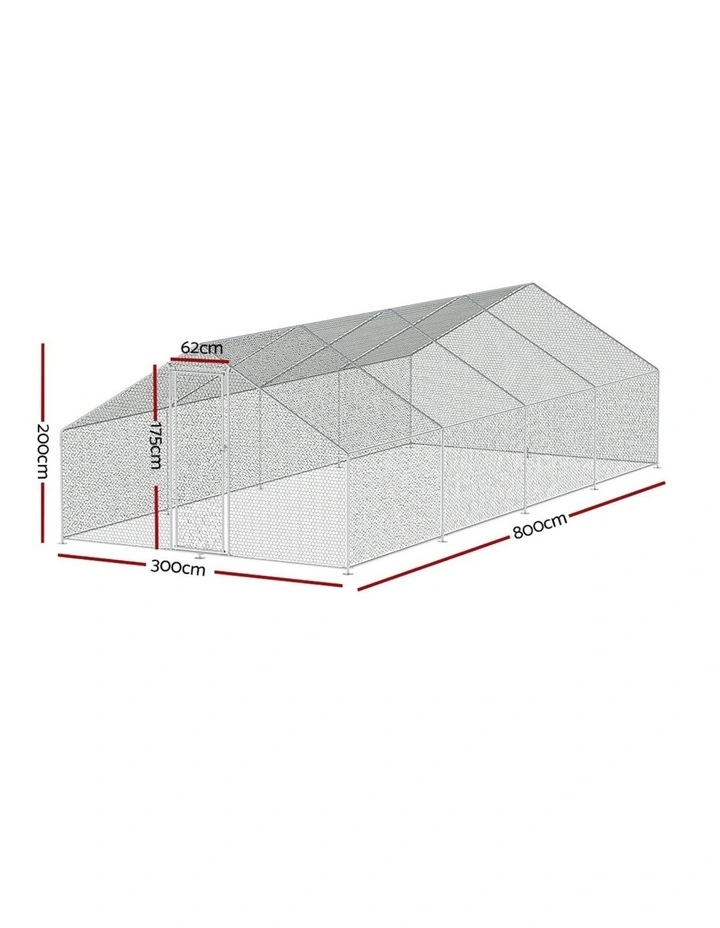 Chicken Coop Cage 3x8x2m in Silver image 2