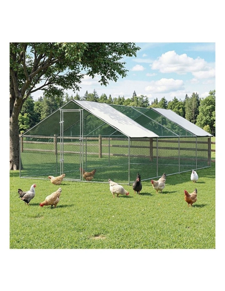 Chicken Coop Cage 3x8x2m in Silver image 3