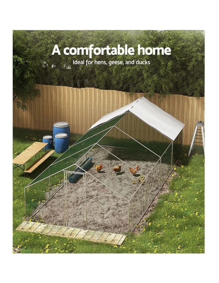 Chicken Coop Cage 3x8x2m in Silver image 5