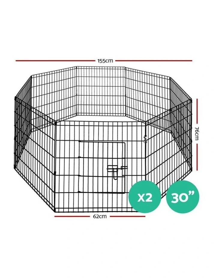 8 Panel Dog Playpen 2x30" in Black image 2