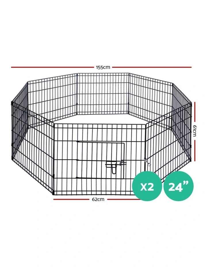 8 Panel Dog Enclosure Playpen Pet Fence Exercise Cage 2x24inch in Black image 2