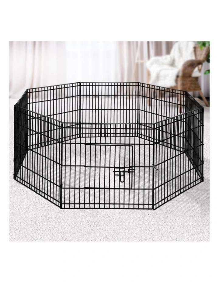 8 Panel Dog Enclosure Playpen Pet Fence Exercise Cage 2x24inch in Black image 3