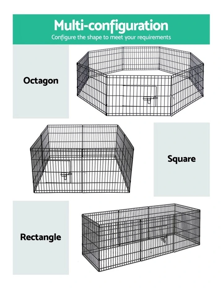 8 Panel Dog Enclosure Playpen Pet Fence Exercise Cage 2x24inch in Black image 5