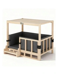 Bedding Wooden House Indoor 2in1 Dog Kennel Crate Furniture in Grey