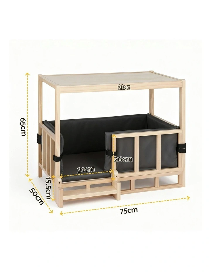 Bedding Wooden House Indoor 2in1 Dog Kennel Crate Furniture in Grey image 3