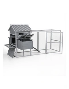 Poultry House Outdoor Chicken Coop Rabbit Hutch Extra Large Wooden Run Bunny Cage in Grey