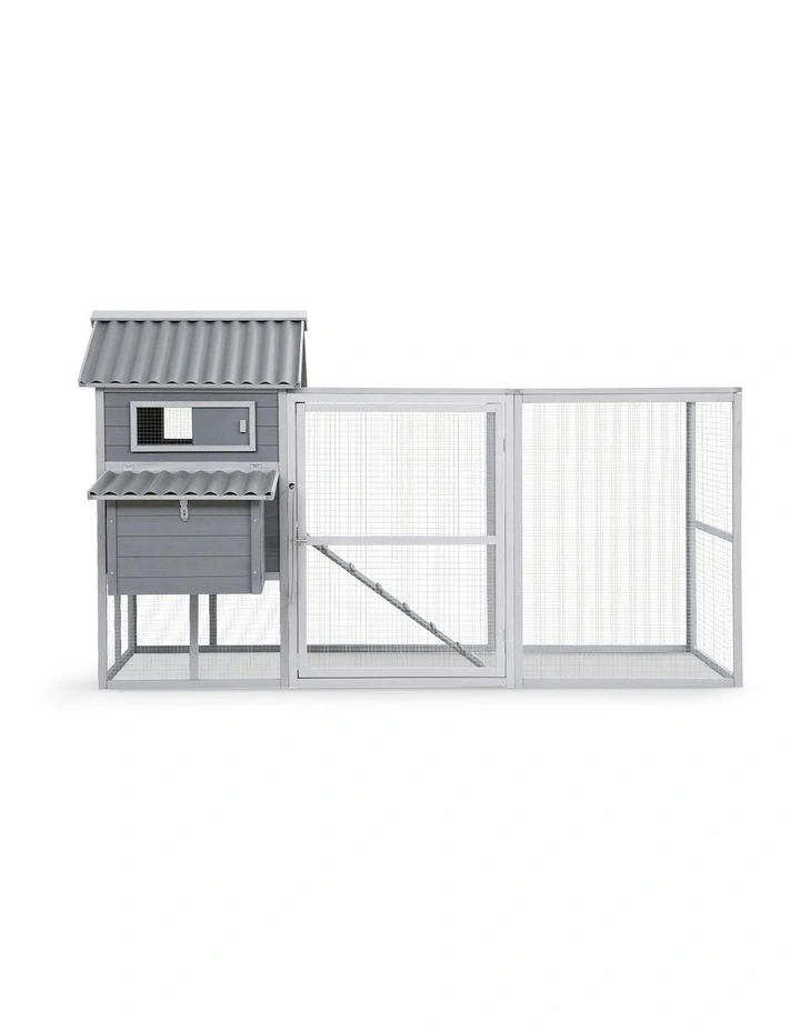 Poultry House Outdoor Chicken Coop Rabbit Hutch Extra Large Wooden Run Bunny Cage in Grey image 2