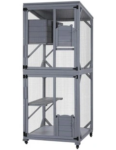 Cat House Wooden 180cm Rabbit Hutch Pet Condo Small Dog Enclosure Cage in Grey