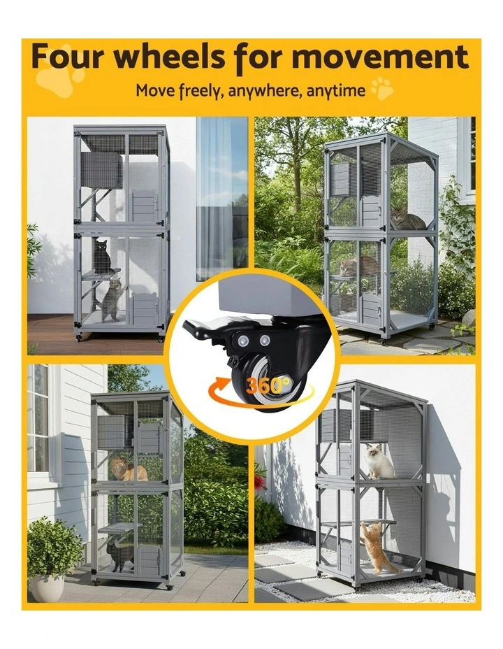 Cat House Wooden 180cm Rabbit Hutch Pet Condo Small Dog Enclosure Cage in Grey image 7