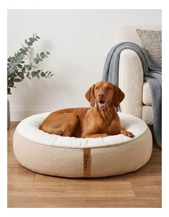 Charlie's Camden Cotton Jute Plush Round Dog Bed in Natural