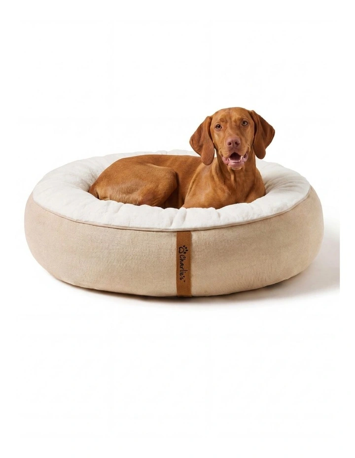 Charlie's Camden Cotton Jute Plush Round Dog Bed in Natural image 2
