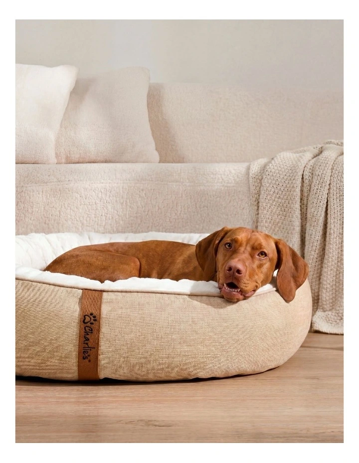 Charlie's Camden Cotton Jute Plush Round Dog Bed in Natural image 4