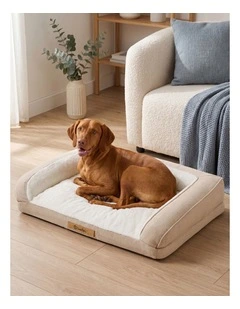 Camden Cotton Jute Plush Sofa Dog Bed in Natural