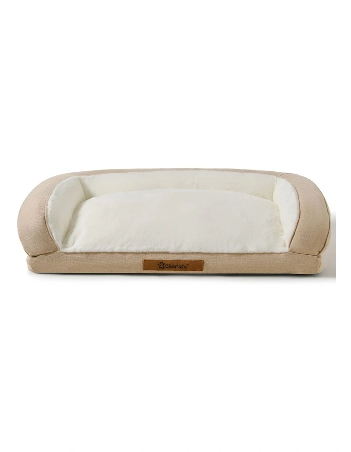 Camden Cotton Jute Plush Sofa Dog Bed in Natural image 3