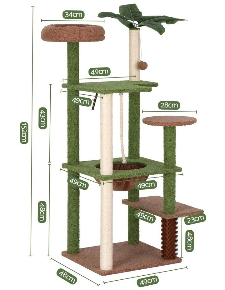 i.Pet Cat Tree Tower 152cm Jungle Multi-Level Scratching Post Leafy Canopy image 3