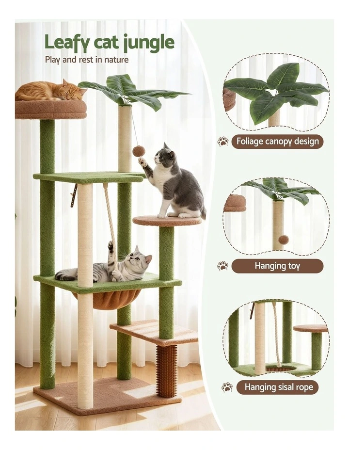 i.Pet Cat Tree Tower 152cm Jungle Multi-Level Scratching Post Leafy Canopy image 6