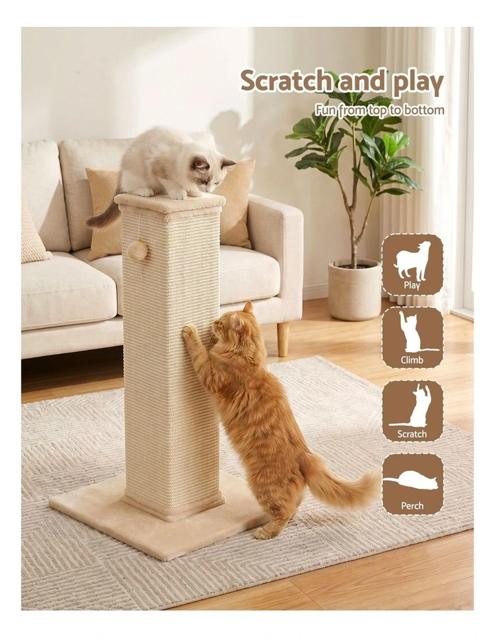 i.Pet Cat Tree 89cm Scratching Post Tower Scratcher Wood Condo Bed House Trees Beige image 6