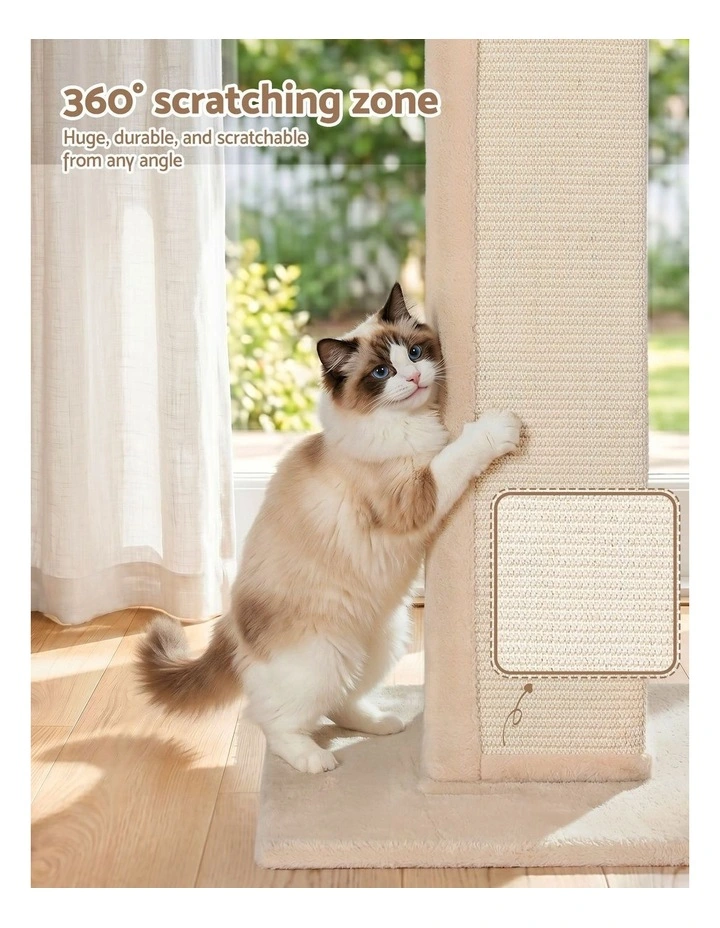 i.Pet Cat Tree 89cm Scratching Post Tower Scratcher Wood Condo Bed House Trees Beige image 7