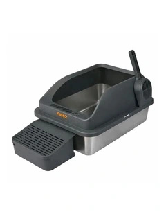 Pawz Stainless Steel Cat Litter Box Large High-Sided Easy Clean Grey