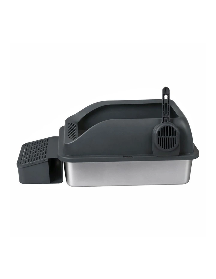 Pawz Stainless Steel Cat Litter Box Large High-Sided Easy Clean Grey image 2
