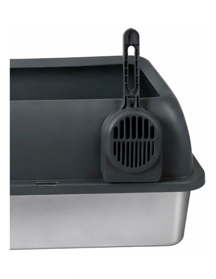 Pawz Stainless Steel Cat Litter Box Large High-Sided Easy Clean Grey image 6