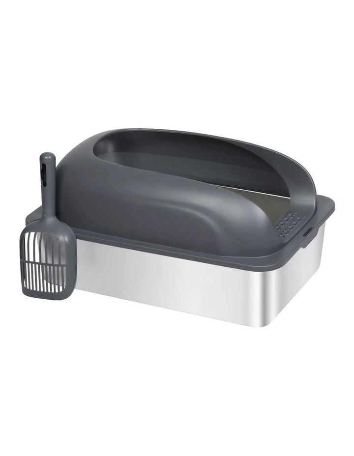 Pawz Stainless Steel Cat Litter Box Large Semi-Enclosed Easy Clean image 6