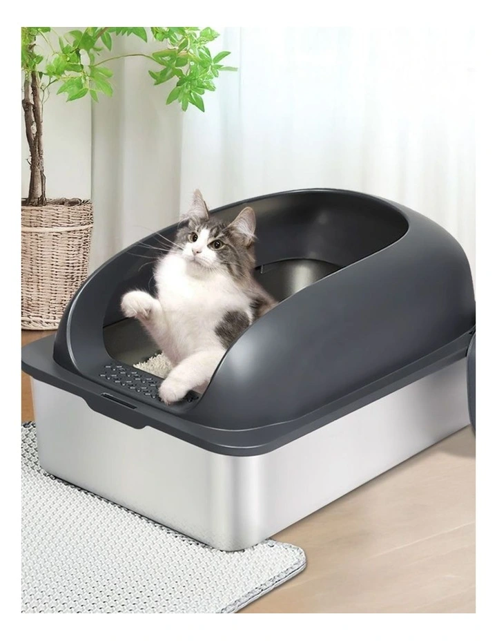 Pawz Stainless Steel Cat Litter Box Large Semi-Enclosed Easy Clean image 7