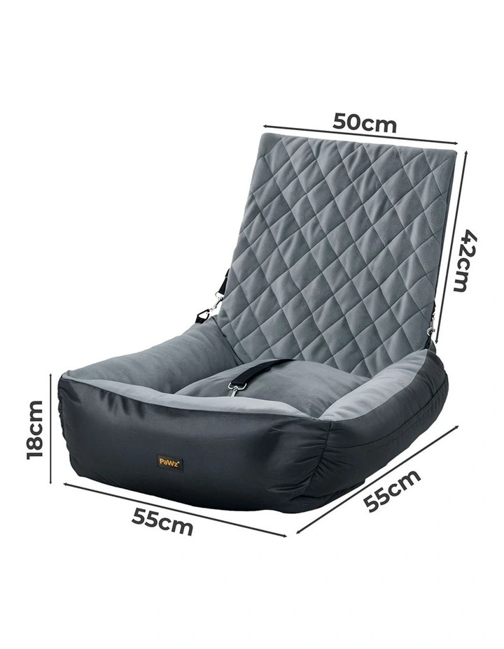 Pawz Pet Dog Car Seat Travel Safety Booster Side Pocket Grey image 3
