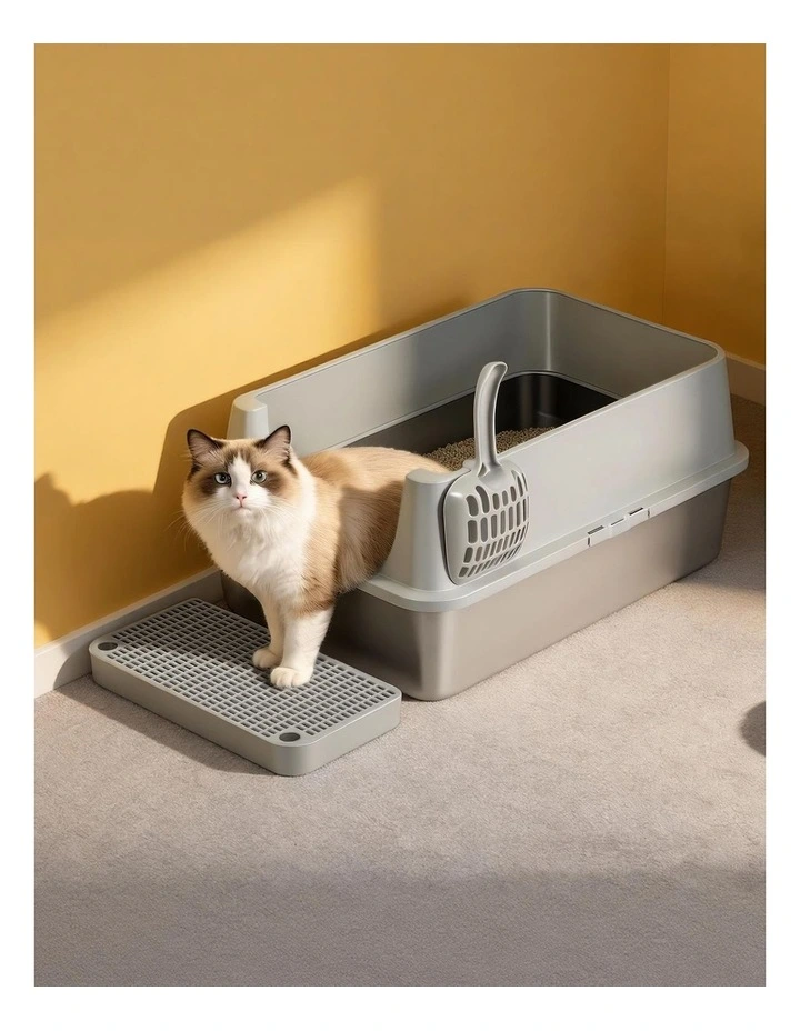 Pawz Stainless Steel Cat Litter Box Large Semi-Enclosed Easy Clean image 7