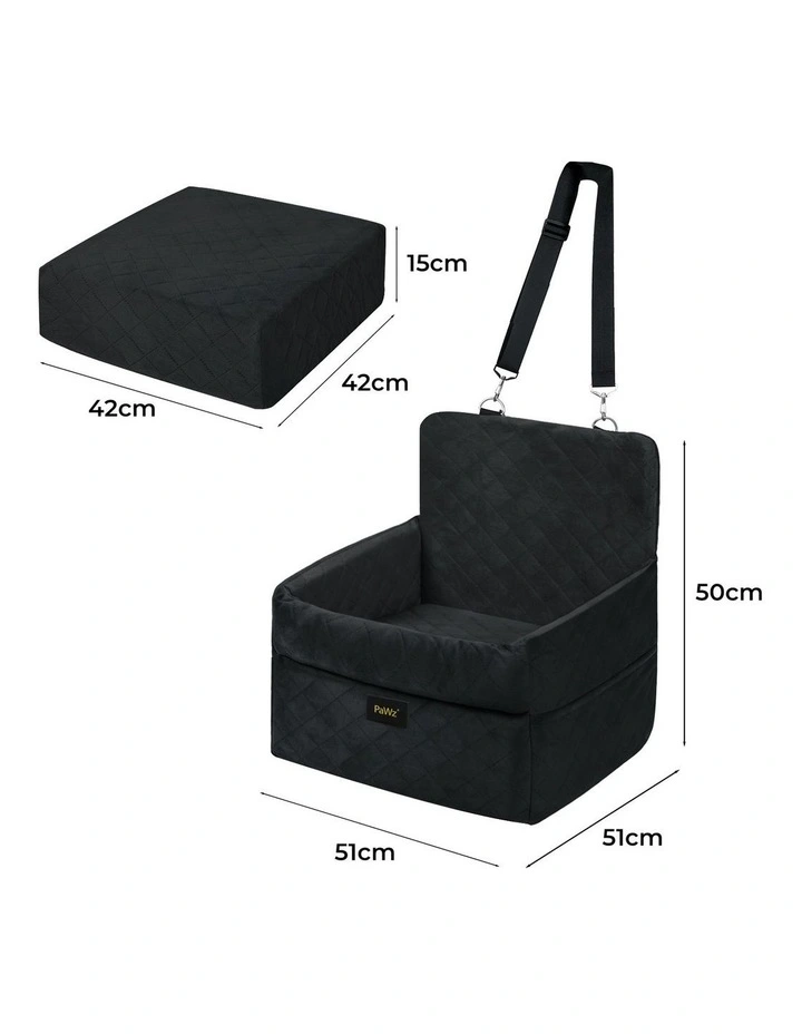 Pawz Dog Car Seat Booster Travel Bed Portable Washable Black image 3