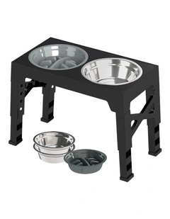 Pawz Elevated Pet Feeder 3-Bowl Adjustable Height Stand