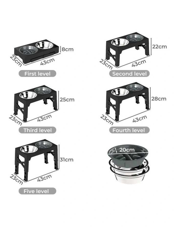 Pawz Elevated Pet Feeder 3-Bowl Adjustable Height Stand image 3