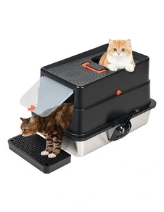 Pawz Stainless Steel Cat Litter Box Large Enclosed Removable Toilet