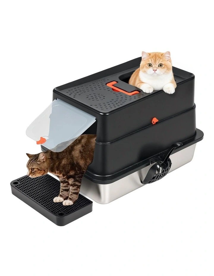 Pawz Stainless Steel Cat Litter Box Large Enclosed Removable Toilet image 1