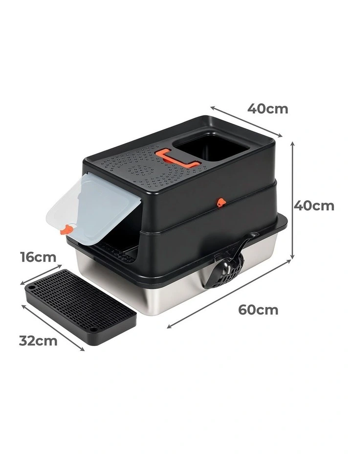 Pawz Stainless Steel Cat Litter Box Large Enclosed Removable Toilet image 3