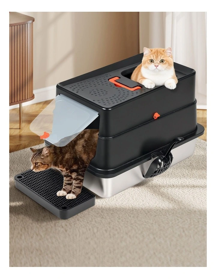 Pawz Stainless Steel Cat Litter Box Large Enclosed Removable Toilet image 7