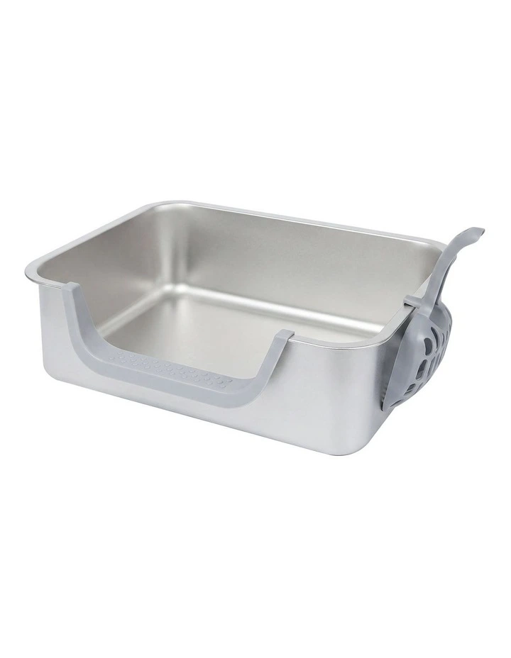 Pawz Stainless Steel Cat Litter Box Low Entry Tray Non-Stick Easy to Clean image 1